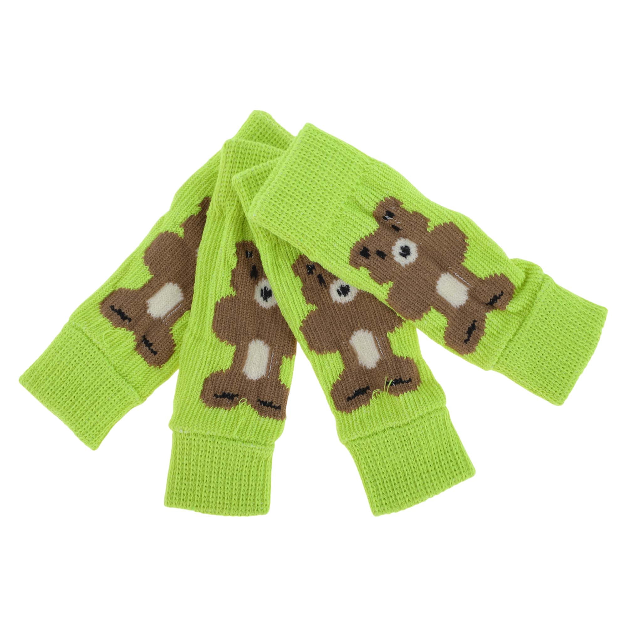 Unique Bargains Pack of 4 Dog Leg Soft Knitted Dog Socks Joint Protection Green Bear S