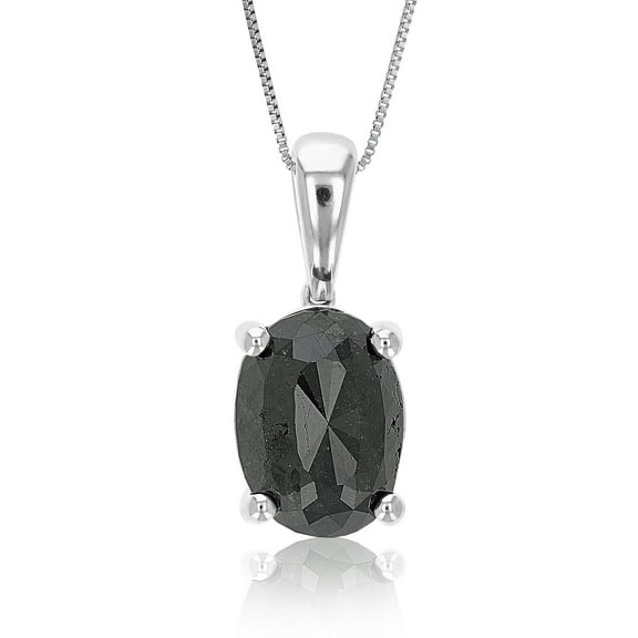 Vir Jewels 4 CTTW Black Diamond Oval Shape Pendant Necklace in 925 Sterling Silver with 18 Inch Chain