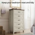 thumbnail image 5 of LINSY HOME Dresser for Bedroom, 5 Drawer Dresser with Metal Handles, Wood Chest of Drawers, Tall Dresser for Living Room, Entryway, and Closet, Rustic Oak, 5 of 11