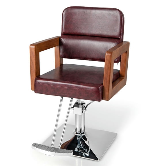 Spaco Hydraulic Barber Chair Salon Chair for Hair Stylist with 360 Degrees Swivel-Red, Lash Bed