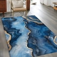 thumbnail image 3 of Blue Marble Large Area Rugs for Bedroom Living Room, Soft Non Slip Carpet Bedside Rug, Contemporary Abstract Golden Foil Texture Rectangular Floor Cover Kitchen Accent Rug 2.7'x5' for Office, 3 of 9