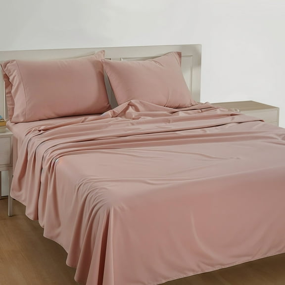 Casa Platino Queen Sheets – Long-Staple 100% Cotton Bed Sets, Hotel Luxury Refreshing Percale, Fade Resistant, Easy Wash 15” Deep Pocket – Sepia Rose