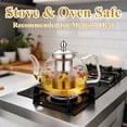 thumbnail image 2 of Aovky Glass Teapot with Infuser 40oz/1200ml, Borosilicate Glass Tea Kettle with Removable Stainless Steel Infuser, Stovetop Safe Tea Pot with Infusers for Loose Tea & Flower Blooming Tea, 2 of 7