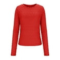 thumbnail image 4 of ZHYou Women Slim Fit Leaf Pattern Knit Tops,Long Sleeve,Round Neck Stretchy Soft Fashion Sweaters,Red,Size S, 4 of 8