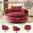 thumbnail image 3 of 57.5" Swivel Round Chair with Dual-layer Cushion, Corduroy Swivel Accent Barrel Chair with 3 Removable Pillows, 38'' Deep Seat Single Sofa Armchair for Living Room,Bedroom,Office, Red, 3 of 9
