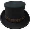 thumbnail image 2 of Different Touch Victorian Western Steampunk Top Hat with Leather Band and Chain, 2 of 4