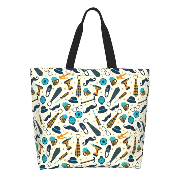 Honeii Fathers day Print Tote Bag for Women, Foldable Tote Bag Large Shoulder Bag Top Handle Handbag for Travel, Work