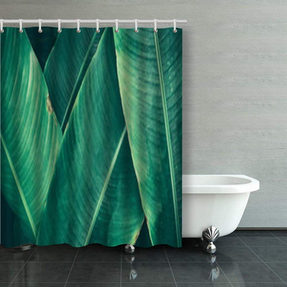 WOPOP Green Tropical Leaves Texture Vintage Palm Shower Curtains Bathroom Curtain 60x72 Inch