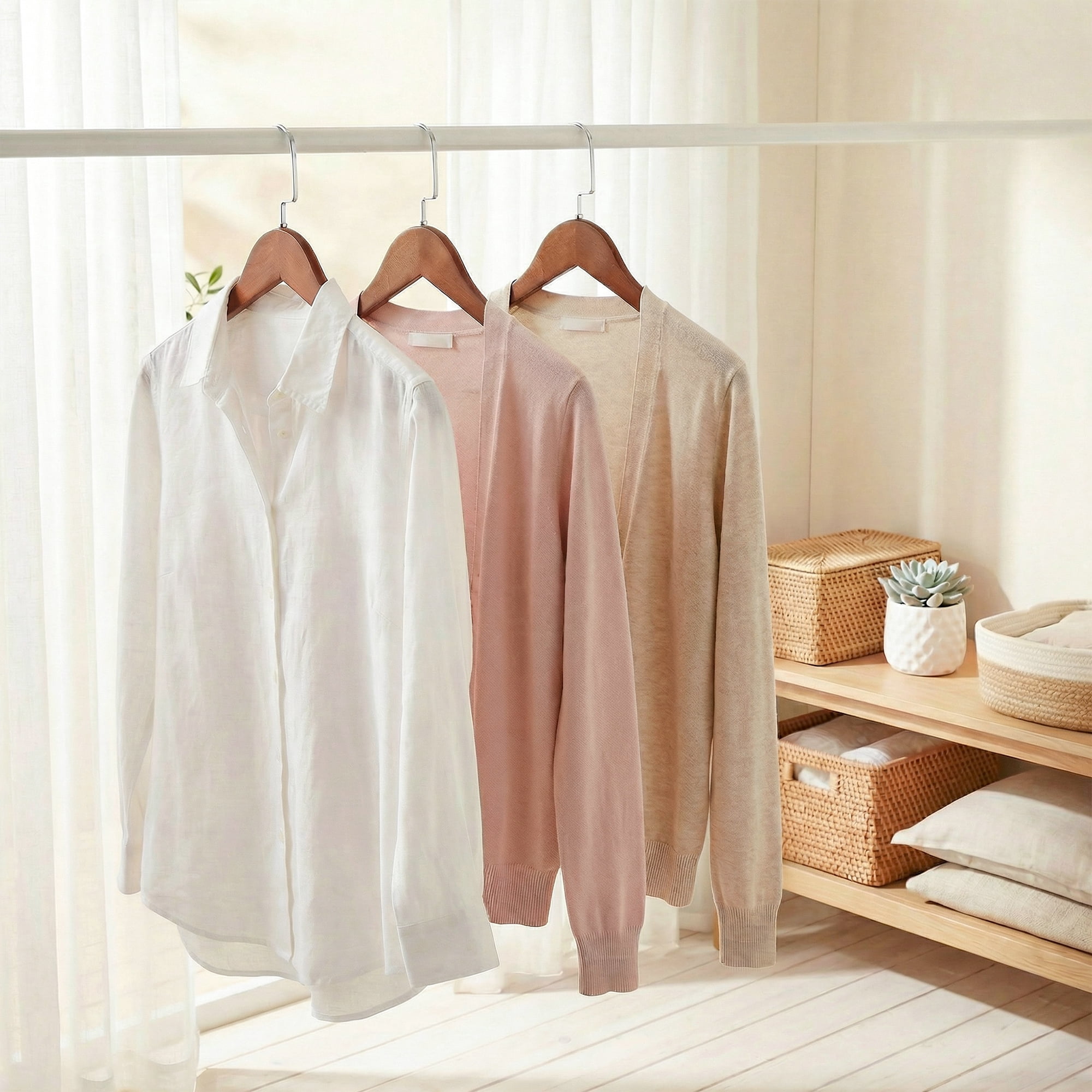 Unique Bargains 2Pcs Wood 360-Degree Space Saving Clothes Hangers Brown