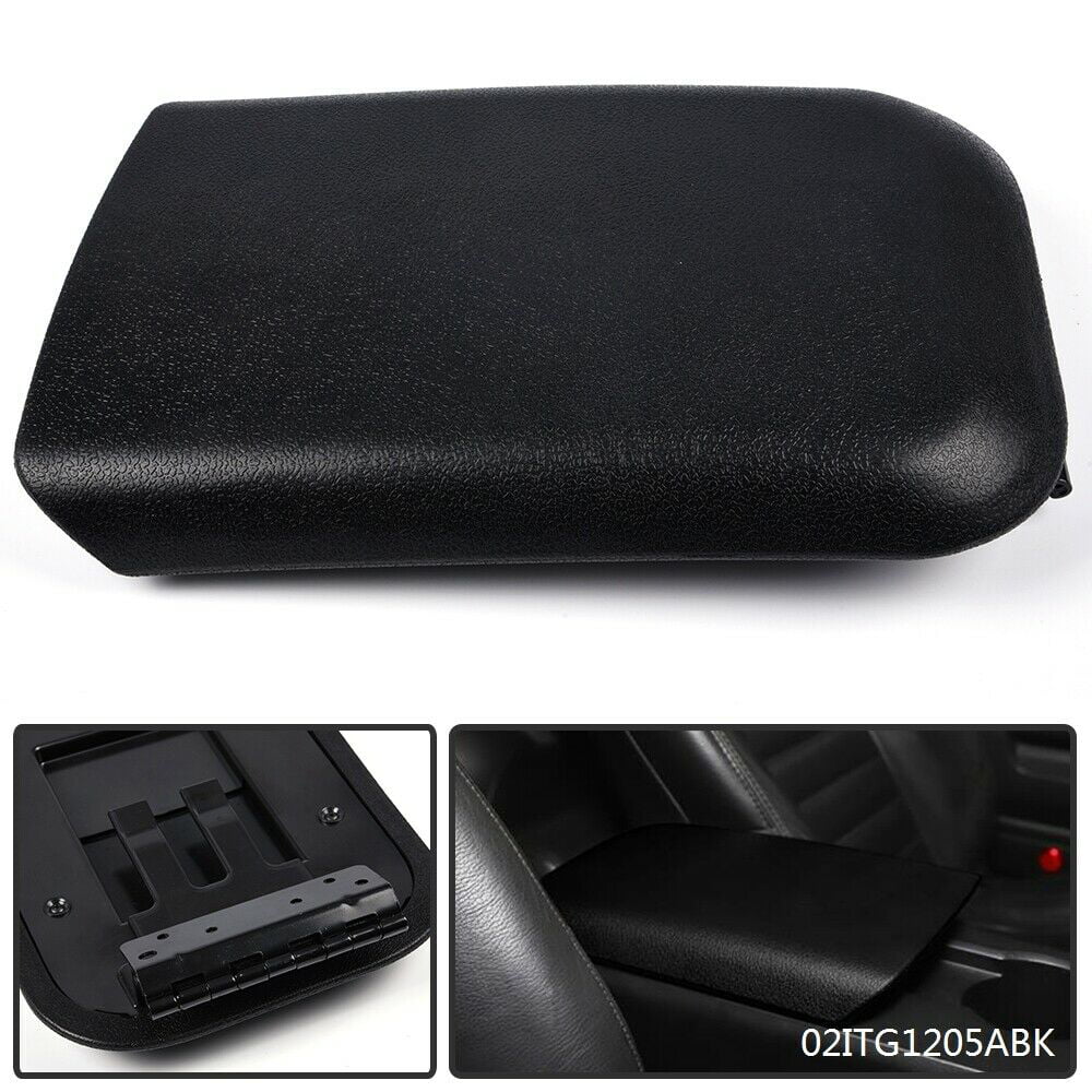 BLACK & WHITE REAL LEATHER ARMREST LID COVER FITS FORD MUSTANG 2005-2009 