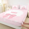 thumbnail image 4 of Erosebridal Pink Princess Crown Bed Sheets,Cartoon Cute Bowtie King Sheets For Kids Girls 4-Piece, 4 of 6