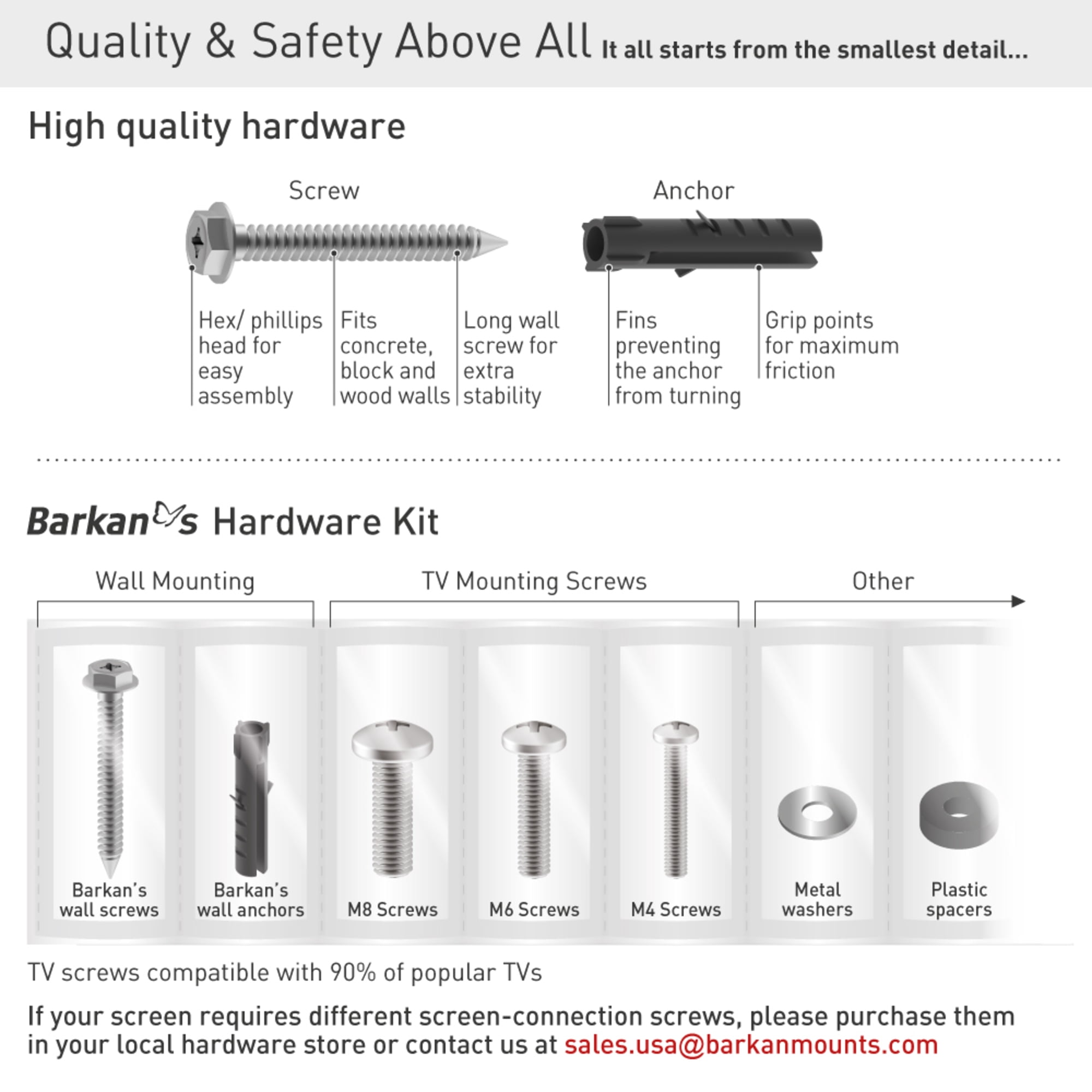 Barkan E407 Tv Wall Mount, 13 - 90 Inch Fixed Flat
