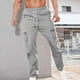 thumbnail image 1 of Pantalones largos para hombre, moda informal, deportivos, con cremallera, cordón, pierna recta, cargo, pantalones largos de poliéster para hombre., 1 of 6