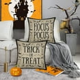 thumbnail image 2 of 2 Pack Vintage Halloween Decor Pillow Covers Hocus Pocus Trick or Treat Halloween Ghost Bat Farmhouse Saying Decorative Fall Throw Pillow Cases 18x18 Inch Cotton Linen Cushion Cover, 2 of 6