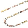 Wellingsale 14k Tri 3 Color Gold Polished Solid 3.5mm Ficonucci 3+1 Concave Chain Necklace - 18"