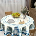 thumbnail image 6 of Winter Snowman Blue Tablecloth Round 60 Inch Let It Snow Washable Polyester Table Cover for Kitchen Holiday Party Outdoor Room Home Decor, 6 of 6