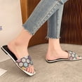 thumbnail image 5 of Juebong Sandals clearance Square Toe Women Flip Flops Crystal Jeweled Bling Sparkly Slippers Slip On Sandals Slides Casual Beach Shoes, 5 of 5