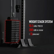 Mikolo Cable Crossover Machine Home Gym, Wall Mount Cable Station with 200LBS Weight Stack,Lat Pull Down Machine with 27 Positions Dual Pulley System