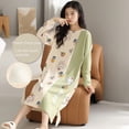 thumbnail image 3 of Camisón de mujer con almohadilla para el pecho, pijama de otoño e invierno de manga larga de algodón puro, ropa de casa de dibujos animados para mujer que se puede usar al aire libre, 3 of 5