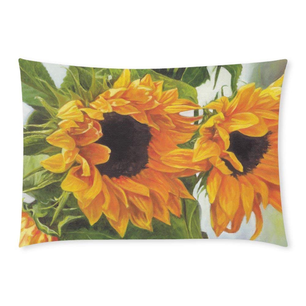 ARTJIA Sunflower Painting Pillow Case Pillow Cover Two Sides Printing 20x30 inches