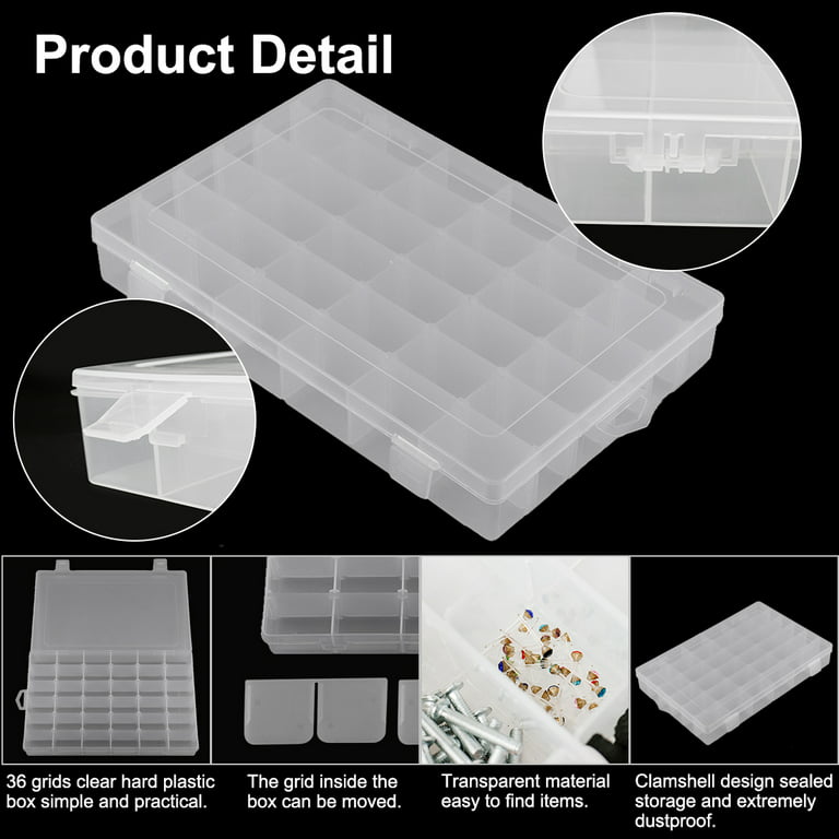 Plastic Grid Storage Box 36 Grids Clear Storage Transparent