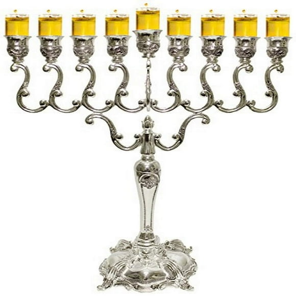 Majestic Giftware MN-HA200 Hanukkah Menorah, 14-Inch, Silver Plated