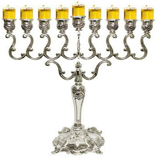 Majestic Giftware MN-HA200 Hanukkah Menorah, 14-Inch, Silver Plated