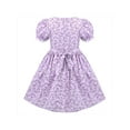 thumbnail image 2 of Girls Dress Purple Floral Lace Pocket Vintage Puff Sleeve Classic Retro 6 Years, 2 of 8
