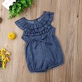 thumbnail image 3 of Toddler Baby Girls Summer Casual Ruffle Denim Romper Shorts Jumpsuit Outfits, 3 of 4
