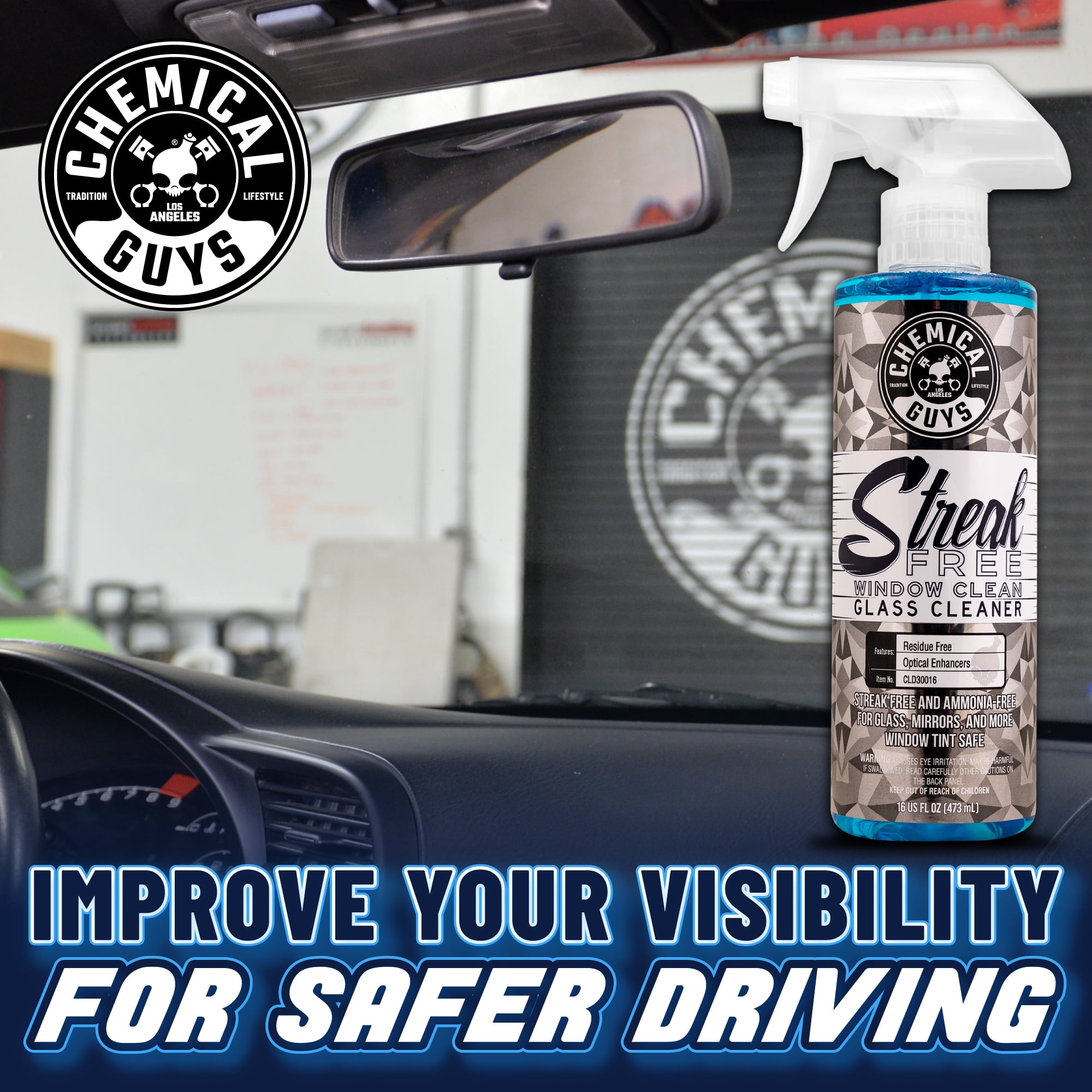 Chemical Guys - Keep your glass looking crystal clear with Streak Free Glass  Cleaner! Streak-Free is tough on grime yet gentle on glass and sensitive  window tints. The intense formula breaks down