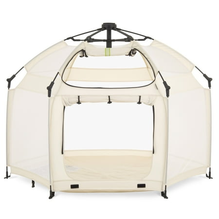 Dream On Me Pop Up Children Playpen, Easy Set-Up- Indoor Play House and Outdoor Play Tent with Canopy Cover, French White