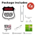 thumbnail image 3 of Danger Unlawful Entry Beyond This Point Will Be Met With Lethal Force (2 Pack) 12 inch X 12 inch Shield Shaped Rust-Free Aluminum Metal Signs with Aluminum Mounting Stakes Weather, 3 of 8