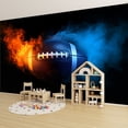 thumbnail image 6 of Wallpaper American Football Flaming Football 3D Modern Flaming Peel and Stick Wall Murals 100"H x 144"W Removable PVC Wall Paper Self-Adhesive Wall Paintings Art Decor for Bedroom Living Room, 6 of 7