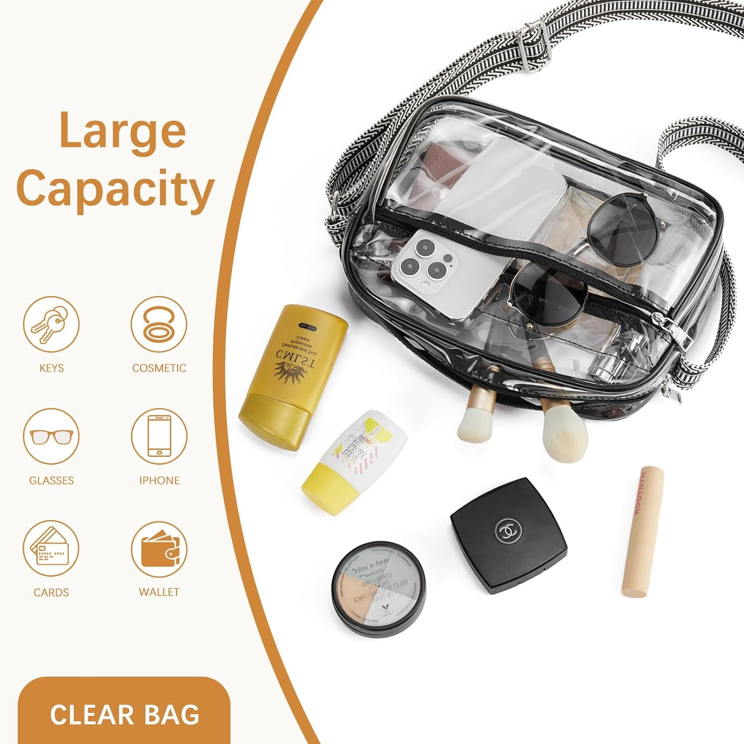 Clear Purses for Women Stadium Approved Clear Bags Small Crossbody Bags Trendy for Concerts Sports