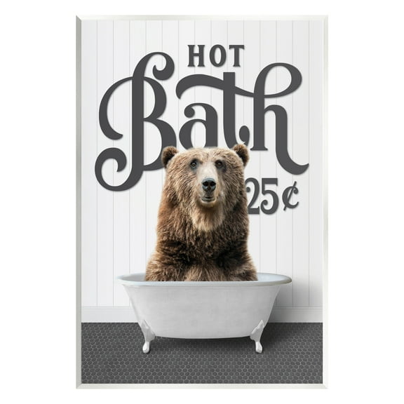 Stupell Industries Vintage Bear Bathtub Animals & Insects Painting Unframed Art Print Wall Art, 10 x 15