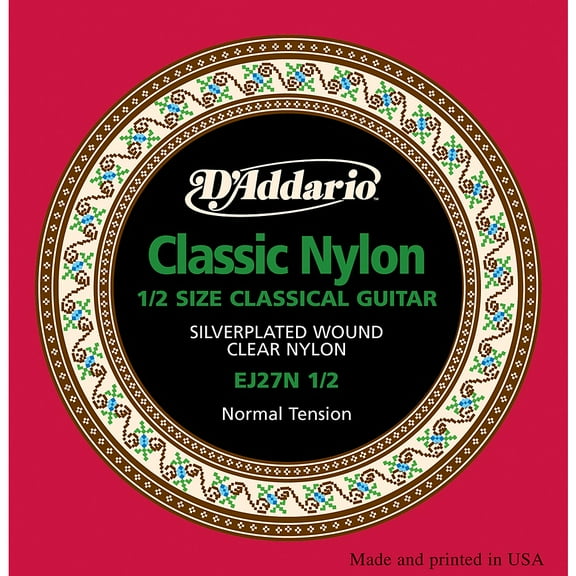D'Addario EJ27N 1/2 Student Nylon Fractional Classical Guitar Strings, Normal Tension