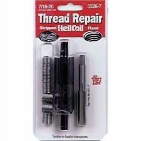 Helicoil Thread Repair Kit 5528-7 Universal; 7/16 Inch-20 Thread Size; With 6 Heli-Coil Inserts/Installation Tool/Tap