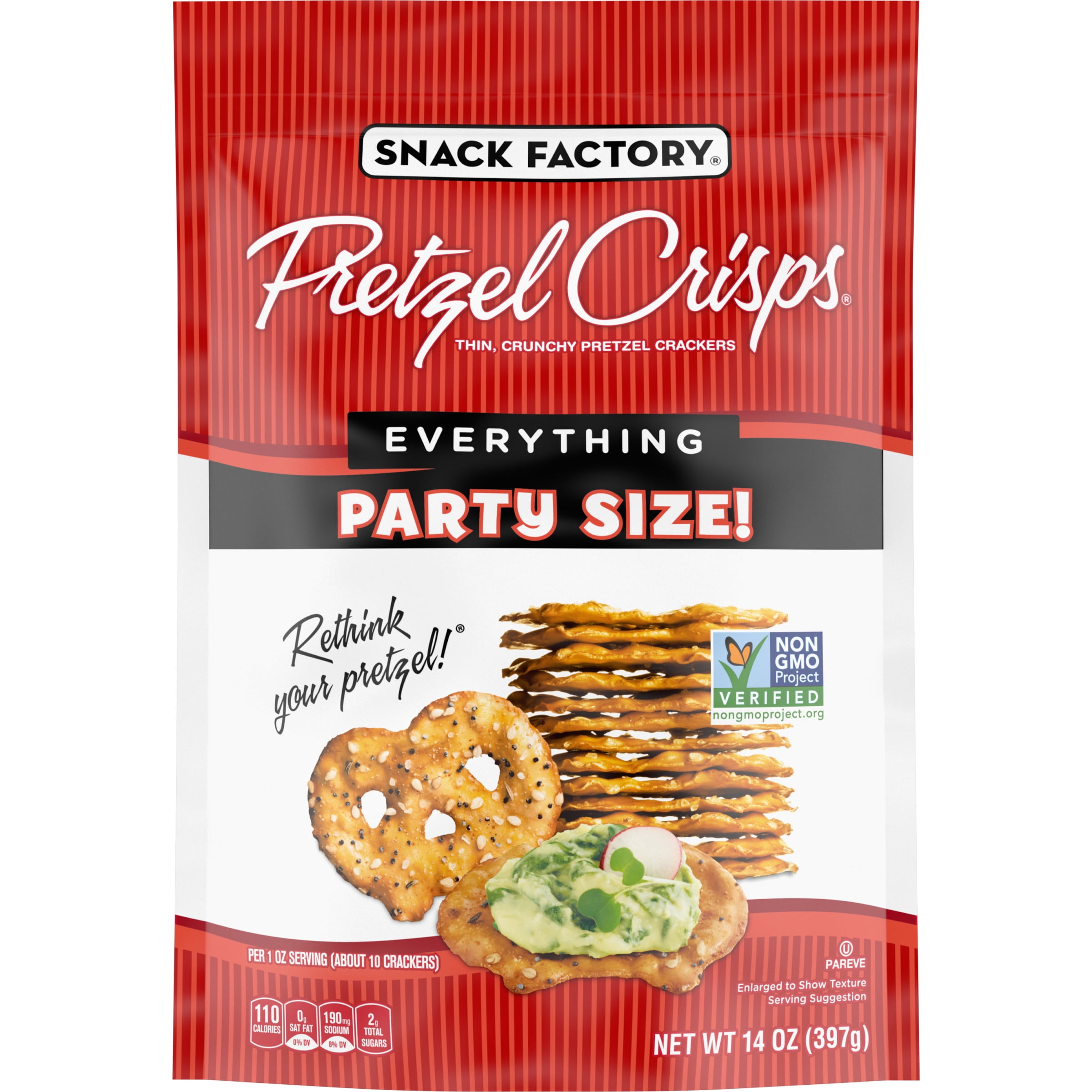 Snack Factory Pretzel Crisps Everything, Large Party Size, 14 Oz