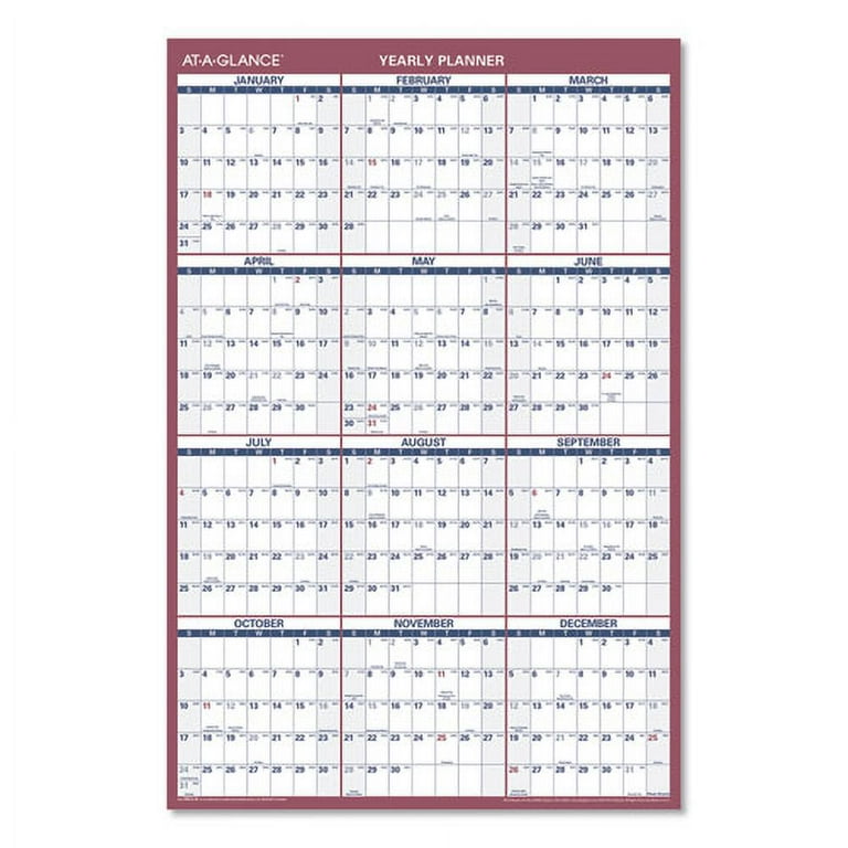 Vertical/Horizontal Wall Calendar, 24 x 36, White/Blue/Red Sheets, 12-Month (Jan to Dec): 2024 Vertical/Horizontal Wall Calendar, 24 x 36, White/Blue/Red Sheets, 12-Month (Jan to Dec): 2024
