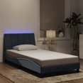 thumbnail image 2 of vidaXL Bed Frame with LED Lights Dark Grey 100x190 cm Velvet, 2 of 5