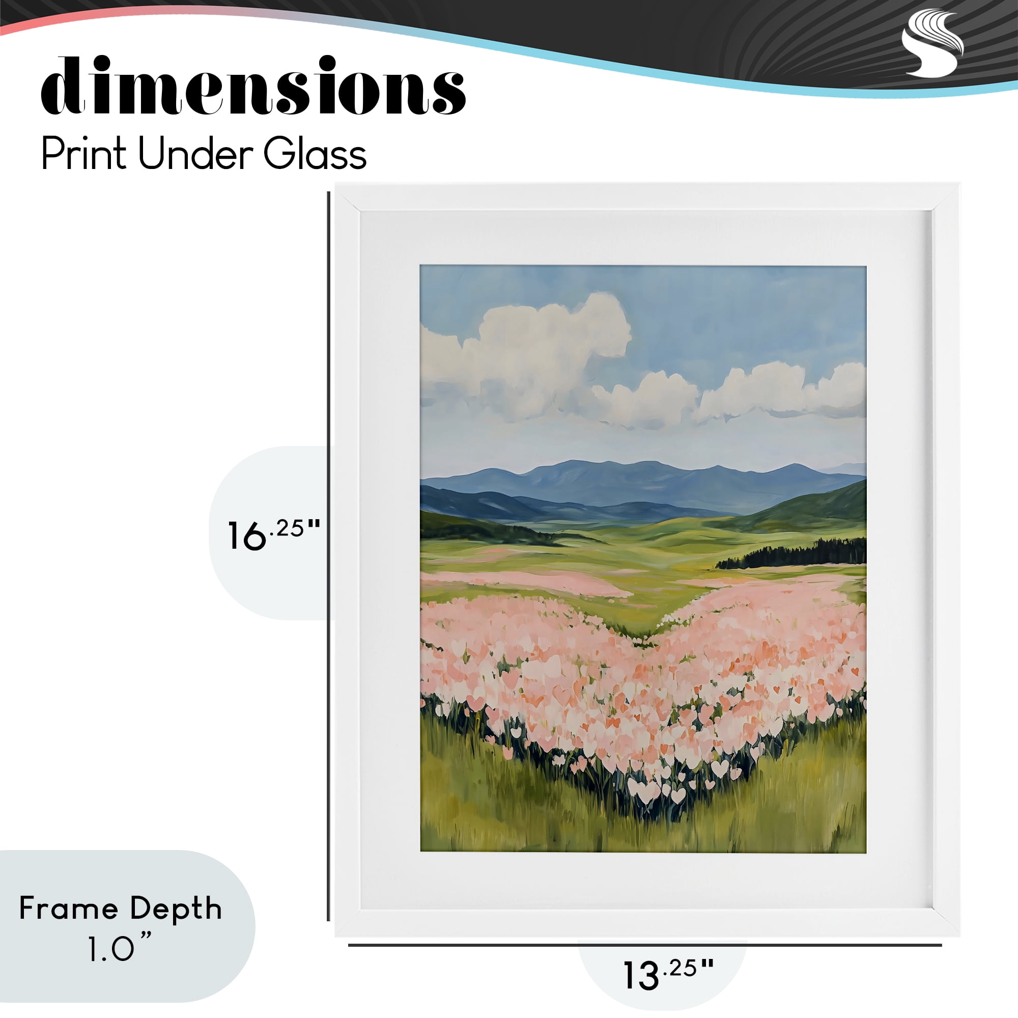 Stupell Industries Heart Shaped Flower Field White Framed Print Under Glass, design by The Prints Vibe