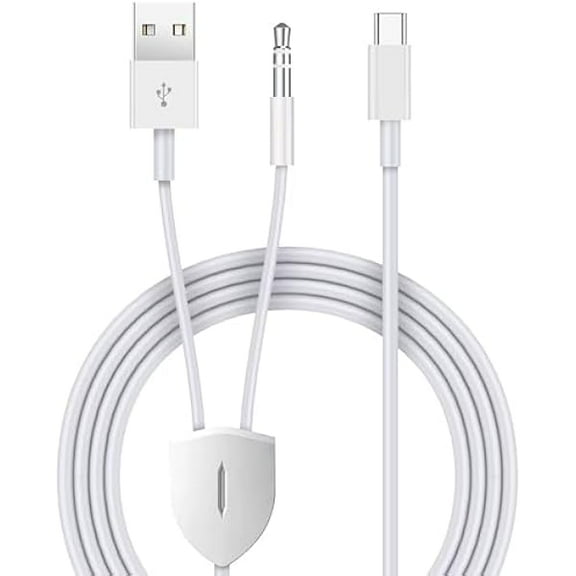 2 in 1 USB C to 3.5mm Aux Cable - Car Stereo Aux Headphone Jack with USB C Charging, Compatible with iPhone 16/16Pro Max/15/15Pro, Galaxy S24 Ultra/S24/S23/S22/S21FE, Pixel 8/7/6