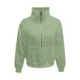 thumbnail image 3 of Hpapadks Sweatshirt for Women Fashion Casual Half Zipper Long Sleeve Stand Collar Plus Fleece Solid Hoodies for Women Green XXL, 3 of 3