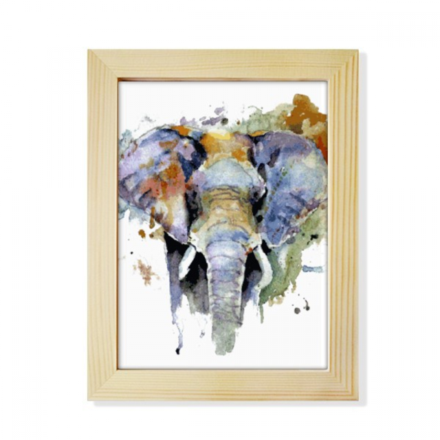 Personalidad animal elefante pintado Escritorio de madera Arte Pintura 6x8 pulgadas marco de foto foto