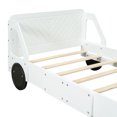 thumbnail image 6 of Twin Size Bed Frame, Car-Shaped Platform Bed Frame with Headboard & Guardrails, Wood Bed Frame with Wood Slat Support for Boys Girls, White, 6 of 9