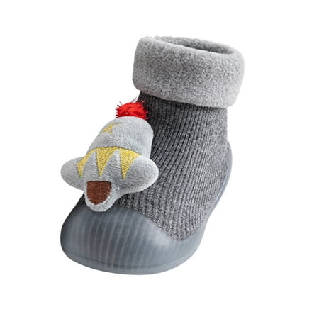 

MANHUJI Christmas Kids Baby Slippers 0-6 Months Toddler Baby Kids Girls Boys Christmas 3D Cartoon Slipper Socks Shoes Prewalker(Gray 22)