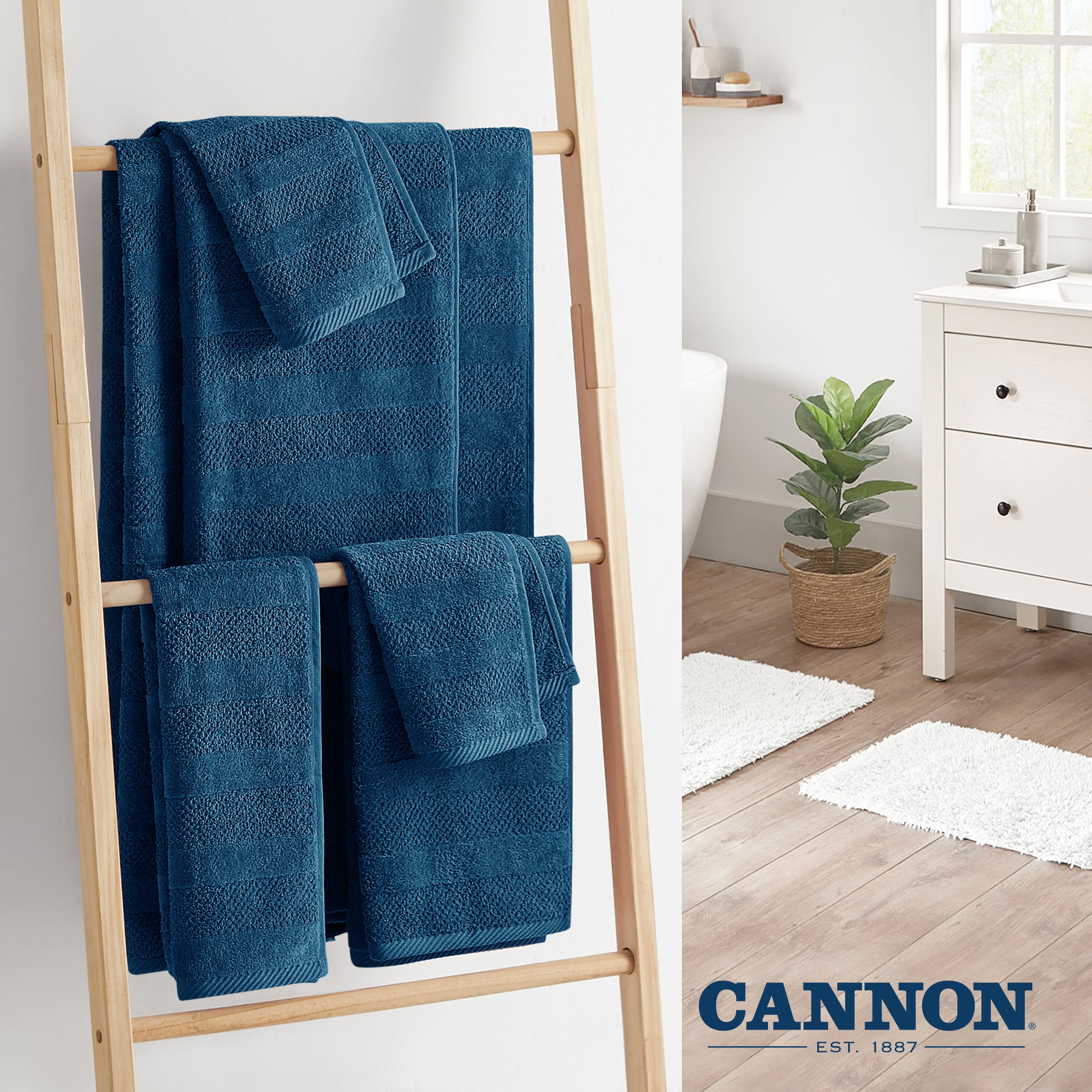 Cannon 4-Piece Steeple Gray Cotton Quick Dry Bath Towel Set (Shear