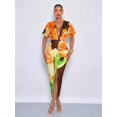 thumbnail image 6 of Womens Brown Lily Print Deep V-Neck Maxi Dress With Side Slit And Ruched, 6 of 6