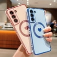 thumbnail image 3 of Magnetic Case for Samsung Galaxy S21 FE 6.4" [ Compatible with MagSafe ] Cute Heart Case for Women Girls Luxury Plating Soft Bumper Full Camera Lens Protection S21 FE Cover (Sierra Blue), 3 of 6