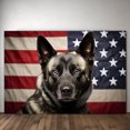 thumbnail image 2 of Norwegian Elkhound Dog with American Flag Canvas Wall Art Dog Pictures for Wall Decor Red White Blue Flag of USA Patriotic Painting Print for Living Room Bedroom Office Ready to Hang, 2 of 4